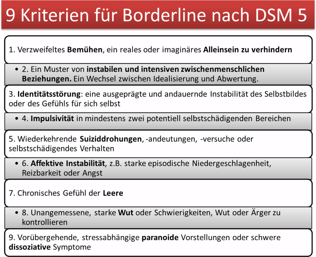 Die Borderline Kriterien nach dem DSM 5