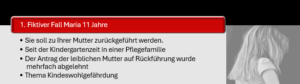 Bild eines fiktiven Falles von Maria 11 Jahre Rückführung - familienpsychologisches Gutachten