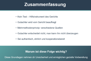Zusammenfassung der Folge 1 der Themenreihe Familienpsychologisches Gutachten vorbereiten