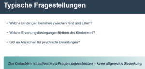Typische Fragestellungen in einem Familienpsychologischen Gutachten