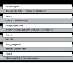 In der DBT Therapie arbeiten alle Therapeuten auf allen Ebenen zusammen