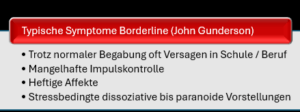 Typische spezifische Symptome von Borderline nach John Gunderson